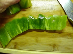 What your pepper will look like after you take the inside part out, it is now ready to be cut in anyway you want to:)
